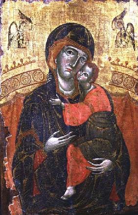 The Mother of God of Tenderness (Eleousa) enthroned, icon, Yugoslavian,from Dalmatia