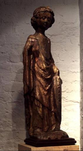 Polychrome walnut figure of St. Michael