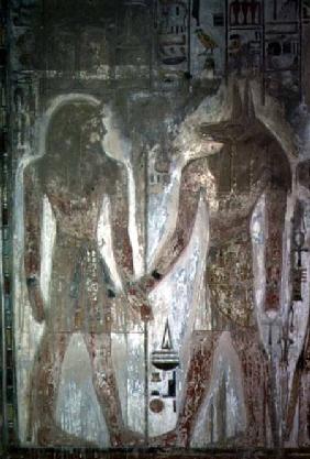 Seti I (1303-1290 BC) and Anubis in the Tomb of SetiDynasty XIX New Kingdom