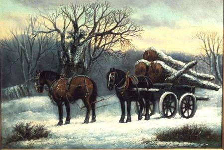 The Timber Wagon in Winter a Anonimo
