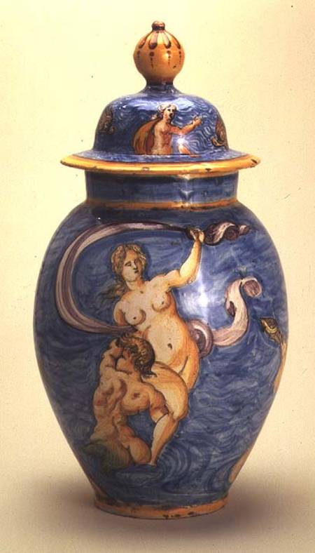 Vase, decorated with sea deities,Nevers a Anonimo