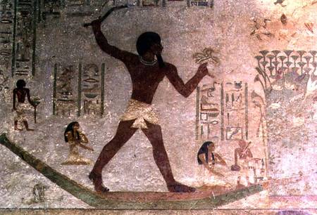 Wildfowling in the Marshes, detail from a wall painting in the tomb of Khnumhotep III, Egyptian,Old a Anonimo