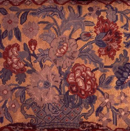 Detail of the cushion of a chair used by one of Elizabeth's maids of honour, in the drawing room a Anonymus