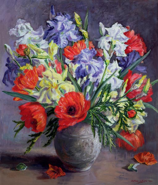 Poppies and Irises, 1991  a Anthea  Durose