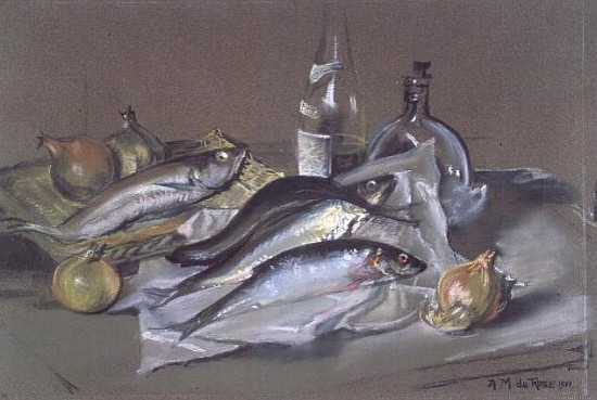 Herring and a Whiting, 1971 (pastel)  a Anthea  Durose