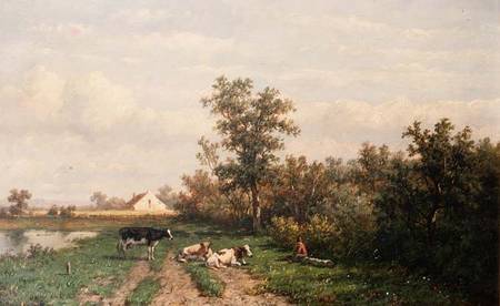 Dutch landscape (panel) a Anthonie Jacobus van Wyngaerdt