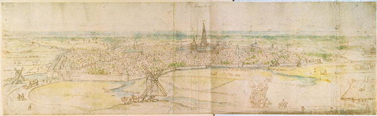 Panoramic View of S'Hertogenbosch, c.1545-50 (pen & ink with w/c over chalk) a Anthonis van den Wyngaerde