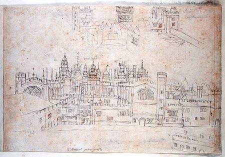 Studies of Palace of Oatlands and Hampton Court, from 'The Panorama of London' a Anthonis van den Wyngaerde