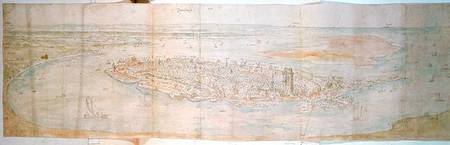 View of Dordrecht (pen and ink and w/c on paper) a Anthonis van den Wyngaerde