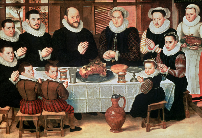 A Family Saying Grace Before the Meal a Anthuenis Claeissins or Claeissens