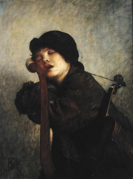 The Little Violinist Sleeping a Antoine Auguste Ernest Herbert or Hebert