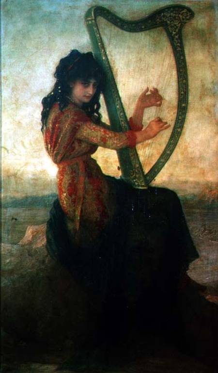 Muse Playing the Harp a Antoine Auguste Ernest Herbert or Hebert