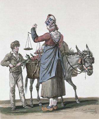 The Cherry Seller (colour litho) a Antoine Charles Horace Vernet