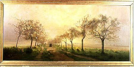 Apple Trees and Broom in Flower a Antoine Chintreuil