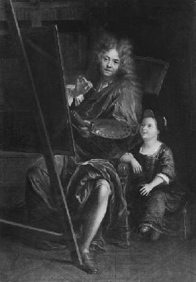Self portrait with his son Charles