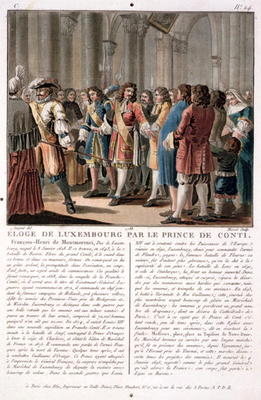 The Prince de Conti (1664-1709) praises the Duke of Luxembourg (1628-95) after his victory at the Ba a Antoine Louis Francois Sergent-Marceau