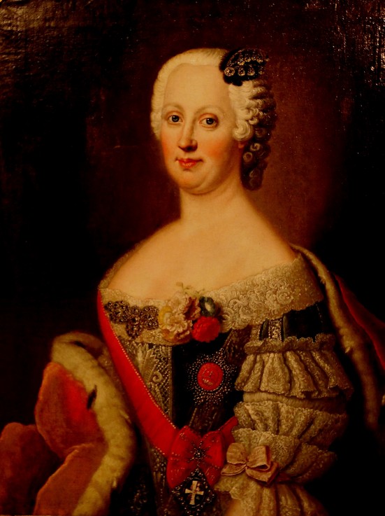Portrait of Johanna-Elizabeth, Electress of Anhalt-Zerbst (1712-1760), Mother of Catherine II a Antoine Pesne