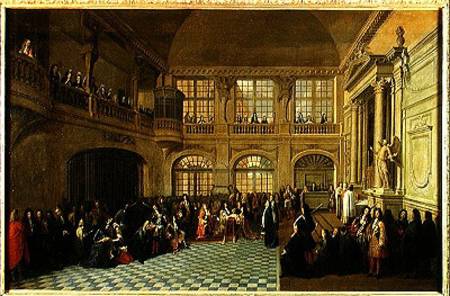 Philippe de Courcillon (1638-1720) Marquis of Dangeau pledging his oath to King Louis XIV (1638-1715 a Antoine Pezey