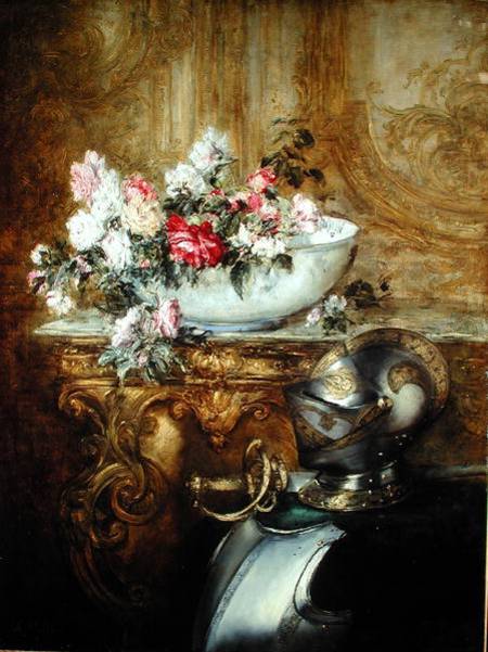 Still Life of a Bowl of Flowers a Antoine Vollon