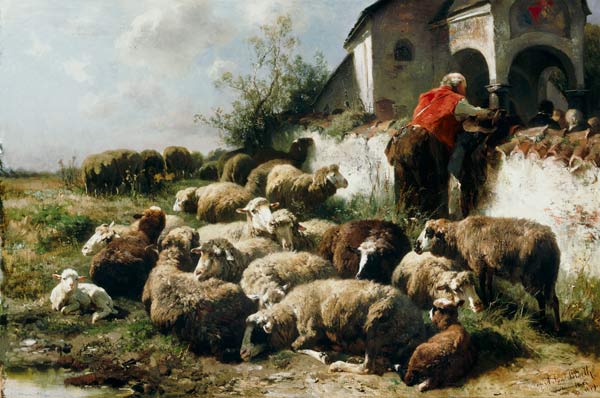 The flock of sheep a Anton Braith