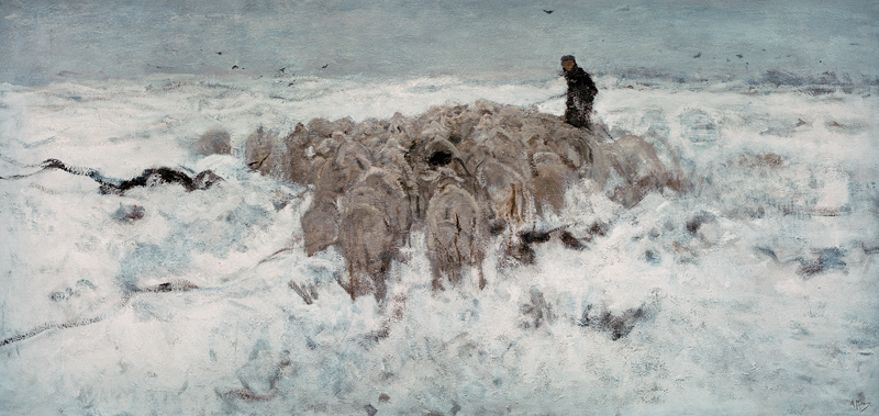 Flock of Sheep in the Snow a Anton Mauve
