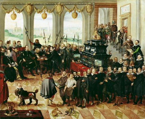 Presentation of the Pomeranian Kunstschrank to Duke Philip II of Pomerania-Stettin (1606-18) in 1617 a Anton Mozart
