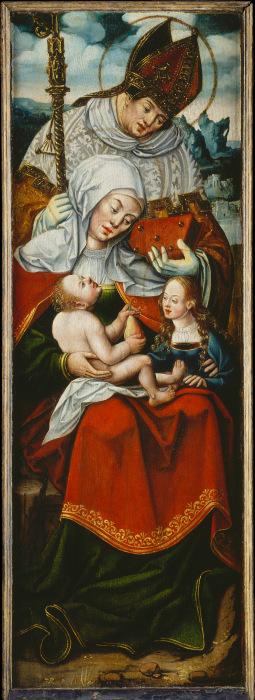 St Anne, the Virgin and Child with a Bishop Saint left wing of an altarpiece