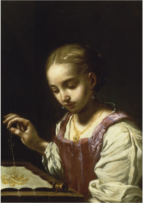 Girl Sewing a Antonio Amorosi