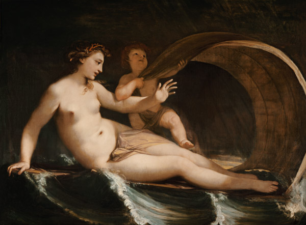 Venus and Amor, on which oceans driving a Antonio Bellucci