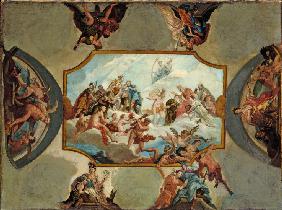 Reverence to Johann Wilhelm, Elector Palatine. Design for a Ceiling Painting for Bensberg Castle