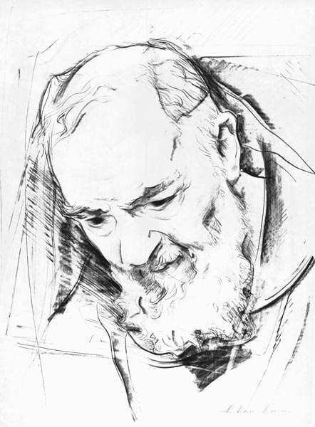 Study for a Padre Pio Monument, 1979-80 (charcoal on paper) (b&w photo)  a Antonio  Ciccone