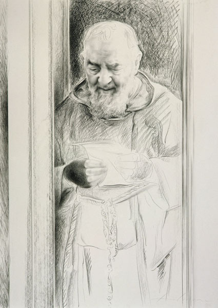 Padre Pio, 1988-89 (charcoal on paper)  a Antonio  Ciccone