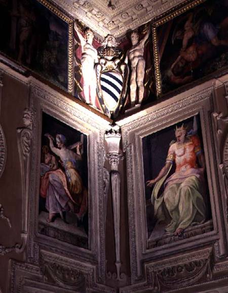 The 'Galleria', detail of stucco and fresco decoration of prophets and sibyls based on Michelangelo' a Antonio da Sangallo the Younger and Nanni di Baccio Bigio