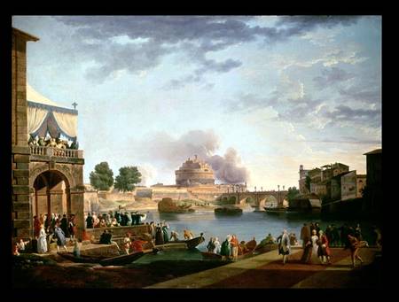 The Election of the Pope with the Castel St. Angelo, Rome in the background a Antonio Joli
