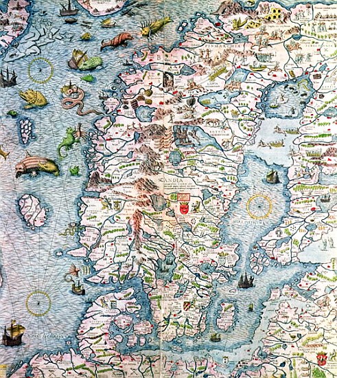 Scandinavia, detail from the Carta Marina da Olaus Magnus a Antonio Lafreri
