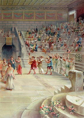 A Music Festival in Pompeii (colour litho) a Antonio Niccolini