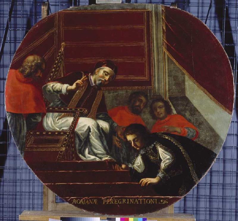 Kurfürst Maximilian I. vor Papst Clemens VIII. in Rom a Antonio Triva