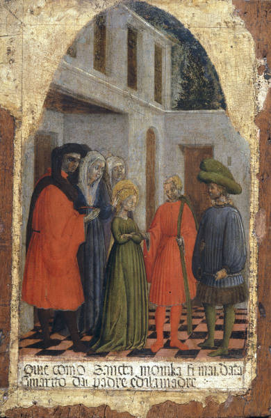 Vivarini, Antonio c.1415 - 1476/84. ''The marriage of Saint Monica'', undat. On wood, 46.5 x 31.5cm. a Antonio Vivarini