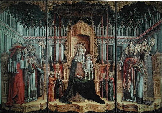 The Virgin Enthroned with Saints Jerome, Gregory, Ambrose and Augustine a Antonio Vivarini