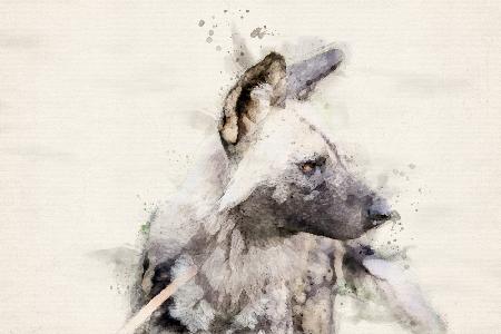 Abstract African Wild Dog Watercolor Art