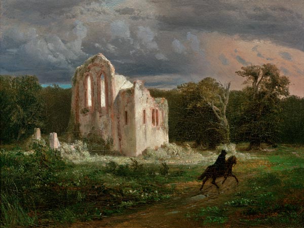 Moonlit Landscape w.Ruins a Arnold Böcklin