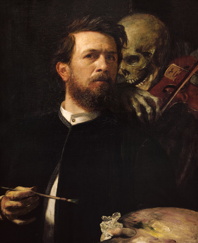 Self-portrait with a fiedeldem death a Arnold Böcklin