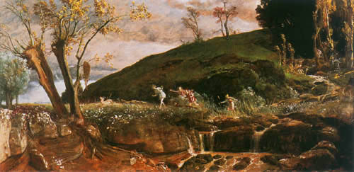 Landscape with hunting procession of Diana a Arnold Böcklin