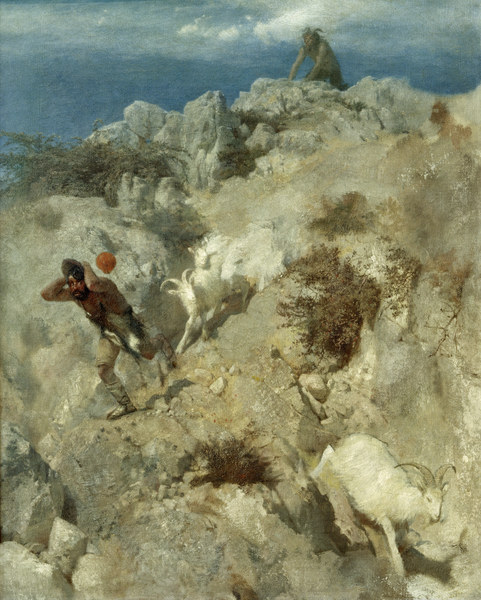 Pan Frightens a Shepherd a Arnold Böcklin