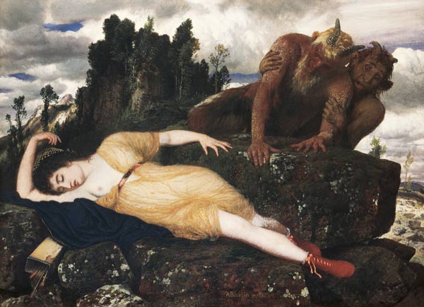 Sleeping Diana Watched by Two Fauns a Arnold Böcklin