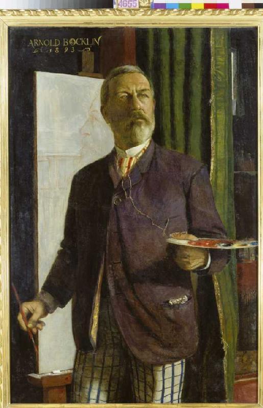 Self-portrait in the studio a Arnold Böcklin
