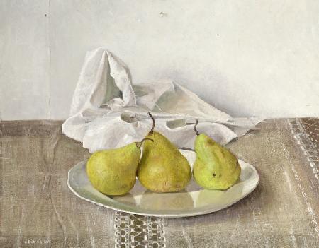 Three Pears on a Plate, Still Life