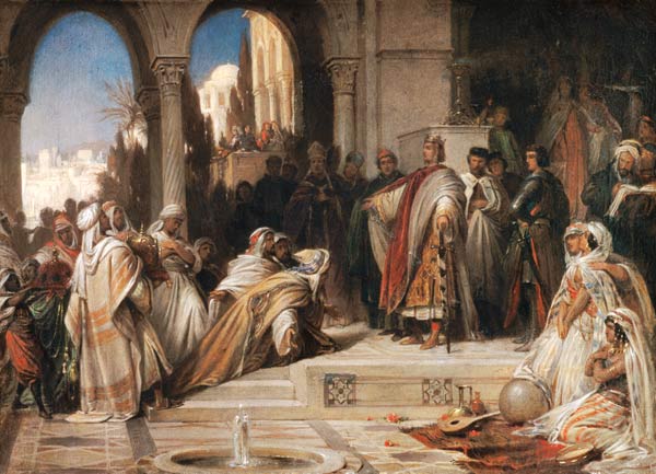 Reception of an Arabian legation at the court emperor Friedrichs II.in Palermo. a Arthur Georg Frhr.v. Ramberg