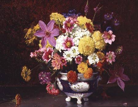 Still Life with Lilacs and Chrysanthemums a Arthur Herbert Buckland