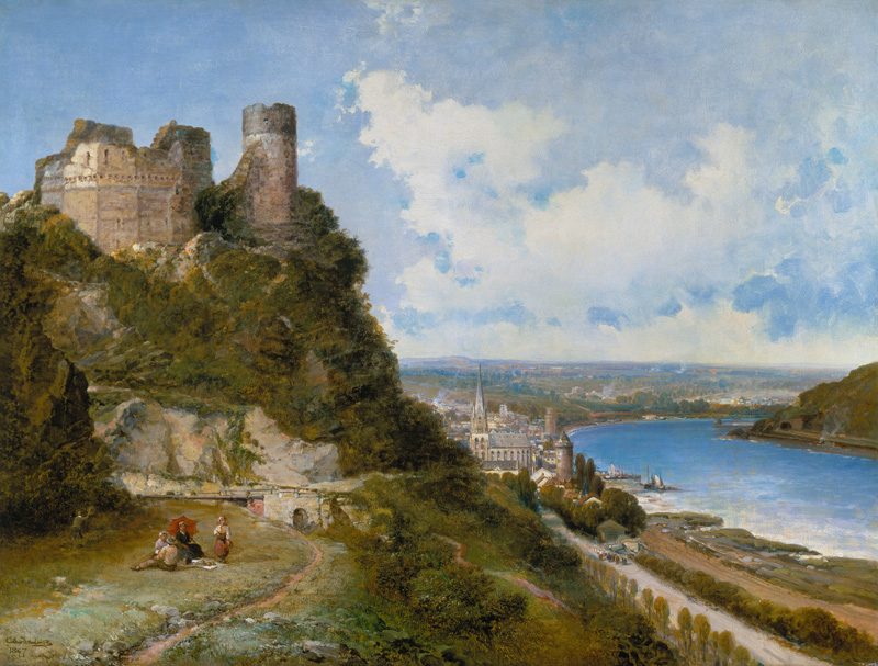 Look at Oberwesel at the Rhine with the ruins of a castle a Arthur Joseph Meadows